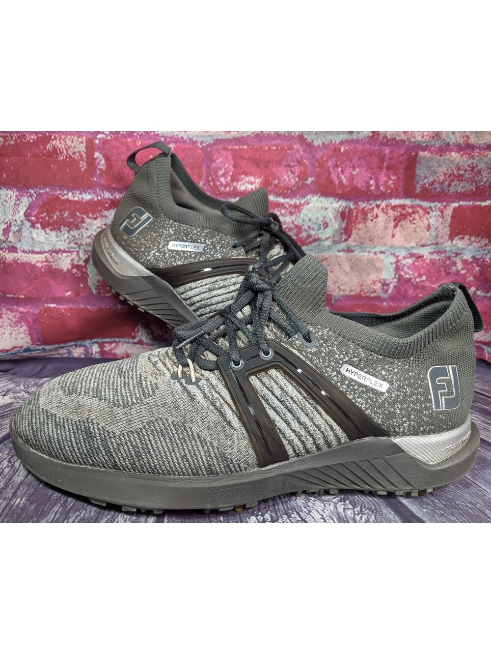 $149 FootJoy Mens 10 Grey HyperFlex 51081 StratoFoam Golf Shoes Knit Mesh Cleats